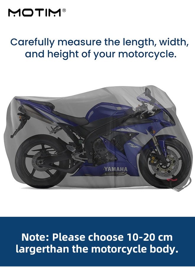 Motim Motorcycle Cover, 210D Oxford Motorbike Cover, 220*95*110cm, UV Protection Dustproof Waterproof Outdoor Rain Motorbike Protector  - Image 3