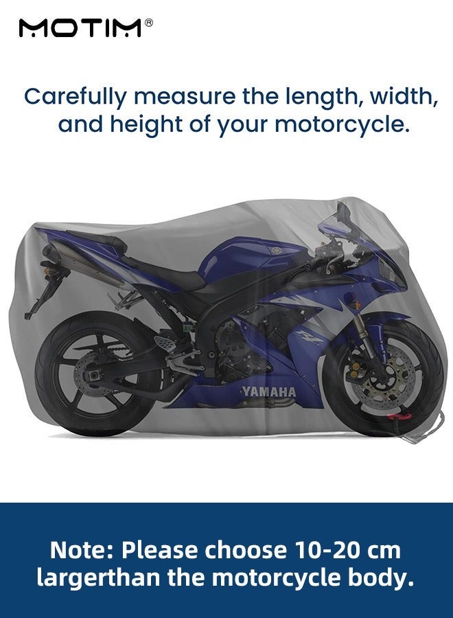 موتيم غطاء دراجة نارية، غطاء دراجة نارية 210D Oxford، غطاء دراجة، 220*95*110 سم، حماية من الأشعة فوق البنفسجية، مقاوم للماء والغبار، واقي دراجة نارية خارجي من المطر، حماية كاملة - Image 4