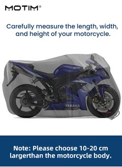 Motim Motorcycle Cover, 210D Oxford Motorbike Cover, 220*95*110cm, UV Protection Dustproof Waterproof Outdoor Rain Motorbike Protector  - Image 3