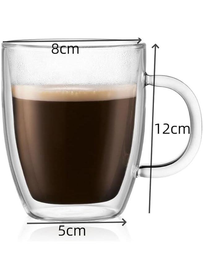 HOOKOR 350ml Double Wall Insulated Mug, High-Heat Borosilicate Glass, Set of 6, Clear,Insulated Coffee Glass,Cappuccino Cups,Tea Cups,Latte Cups,Beverage Glasses Heat Resistant  - Image 2