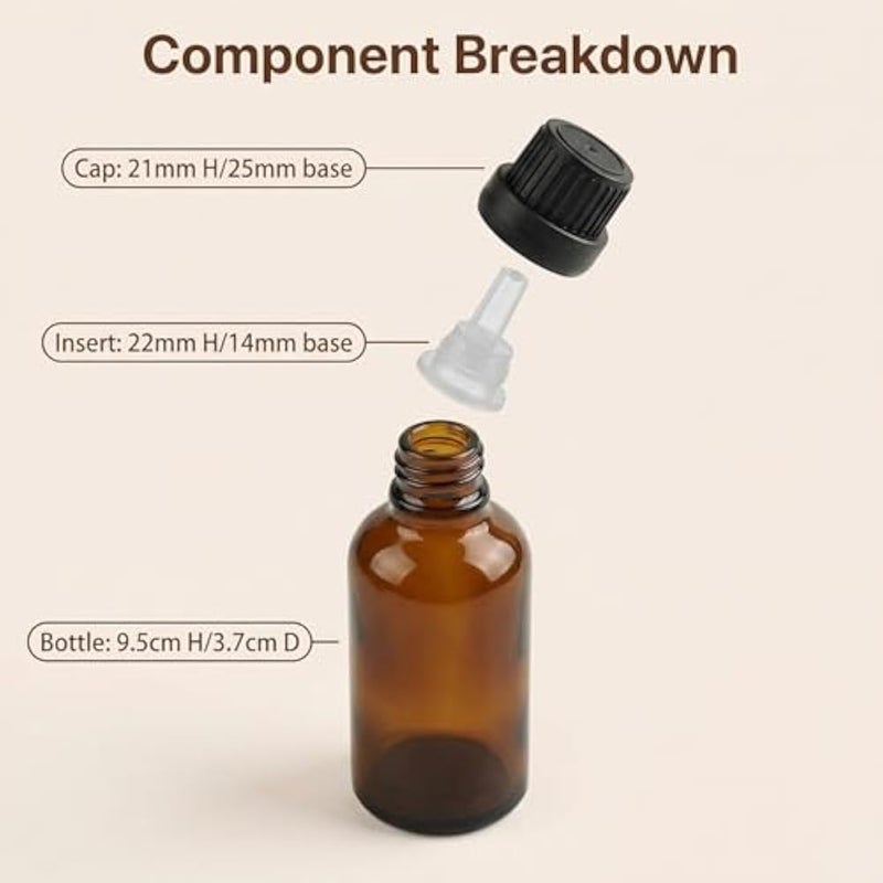 ericotry 6Pcs Refillable Empty Amber Glass Essential Oil Bottle Vials Attar Jars Bottles with Orifice Reducer and Black Screw Cap DIY Makeup Supplies Tool Accessories Perfume Aromatherapy size 15ml/0.5oz - Image 5