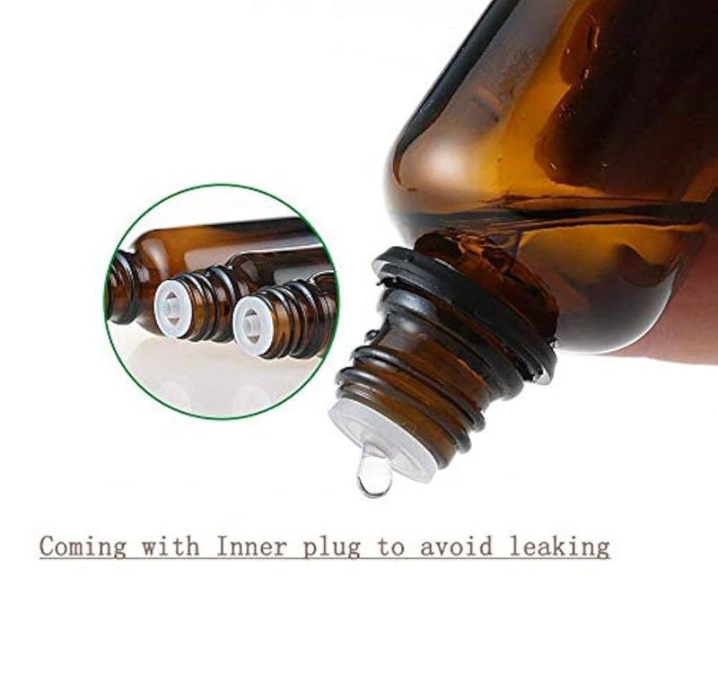 ericotry 6Pcs Refillable Empty Amber Glass Essential Oil Bottle Vials Attar Jars Bottles with Orifice Reducer and Black Screw Cap DIY Makeup Supplies Tool Accessories Perfume Aromatherapy size 15ml/0.5oz - Image 4