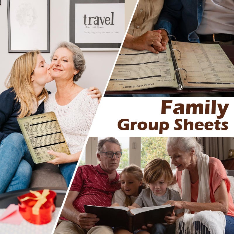 MSHUNKEJI 100 Sheets 12th Generation Family Group Sheets 3 Hole Genealogy Research Forms 8.5x11 inch Genealogy Charts To Fill In Two Sided Blank Genealogy Forms Vintage Family Tree Work Sheet for Research - Image 5