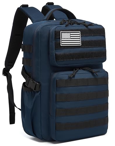 Wotony Military Tactical Backpack for Men Waterproof Daypack 3 Day Assault Pack Molle Bag with Water Bottle Holder Blue 25L - Image 1