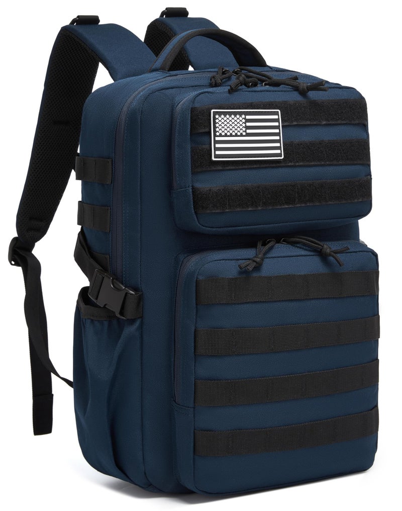 Wotony Military Tactical Backpack for Men Waterproof Daypack 3 Day Assault Pack Molle Bag with Water Bottle Holder Blue 25L - Image 2
