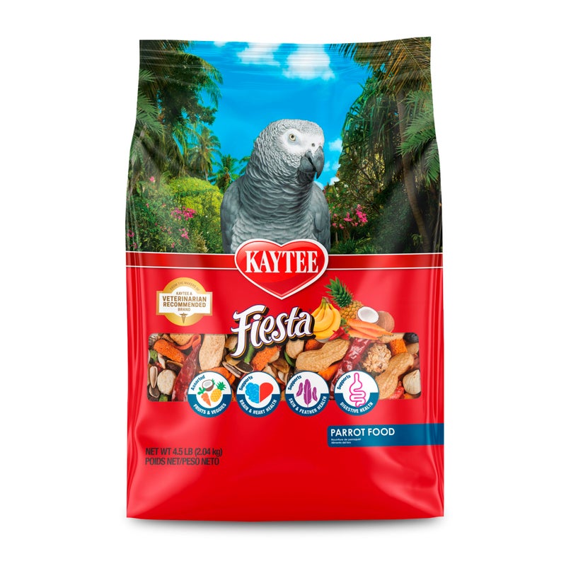 Kaytee Fiesta Parrot Food, Nutritious and Fun Blend, Supports Skin, Feather, Digestion, Brain and Heart Health, 4.5 pounds - Image 1