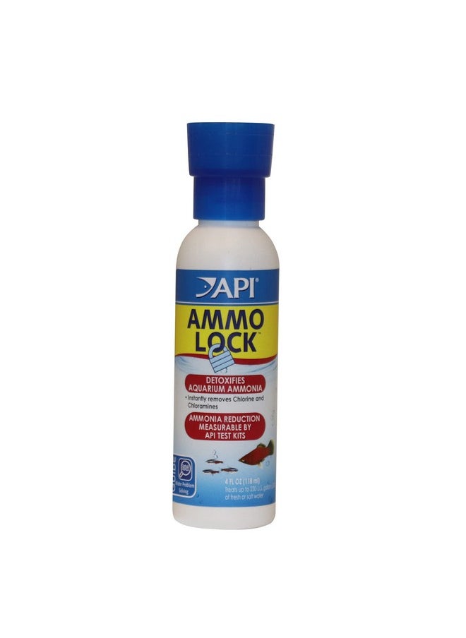 ايه بي آي API AMMO-LOCK للمياه العذبة والمياه المالحة حوض السمك الأمونيا مزيل السموم زجاجة 4 أوقية، قفل الذخيرة، 4 أوقية  - Image 1