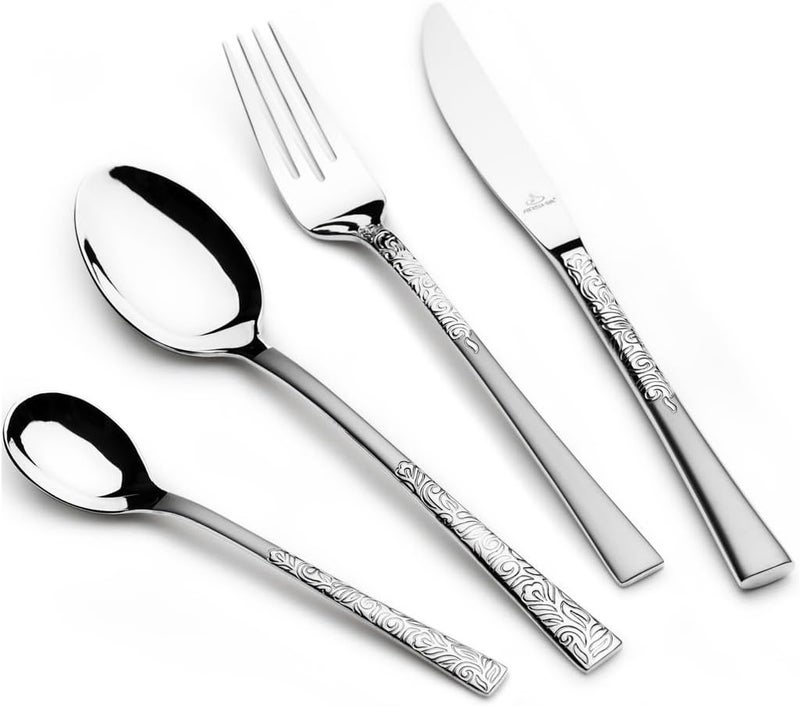 Arshia Tableware Stainless Steel Cutlery Set 38-Pieces, Silver Matte - Image 1