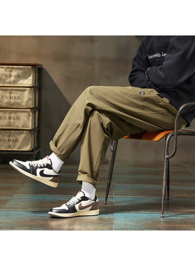 TonLion Tangshi  Autumn Winter Men's Woven Front And Back Seam Loose Straight Casual Pants - Image 1