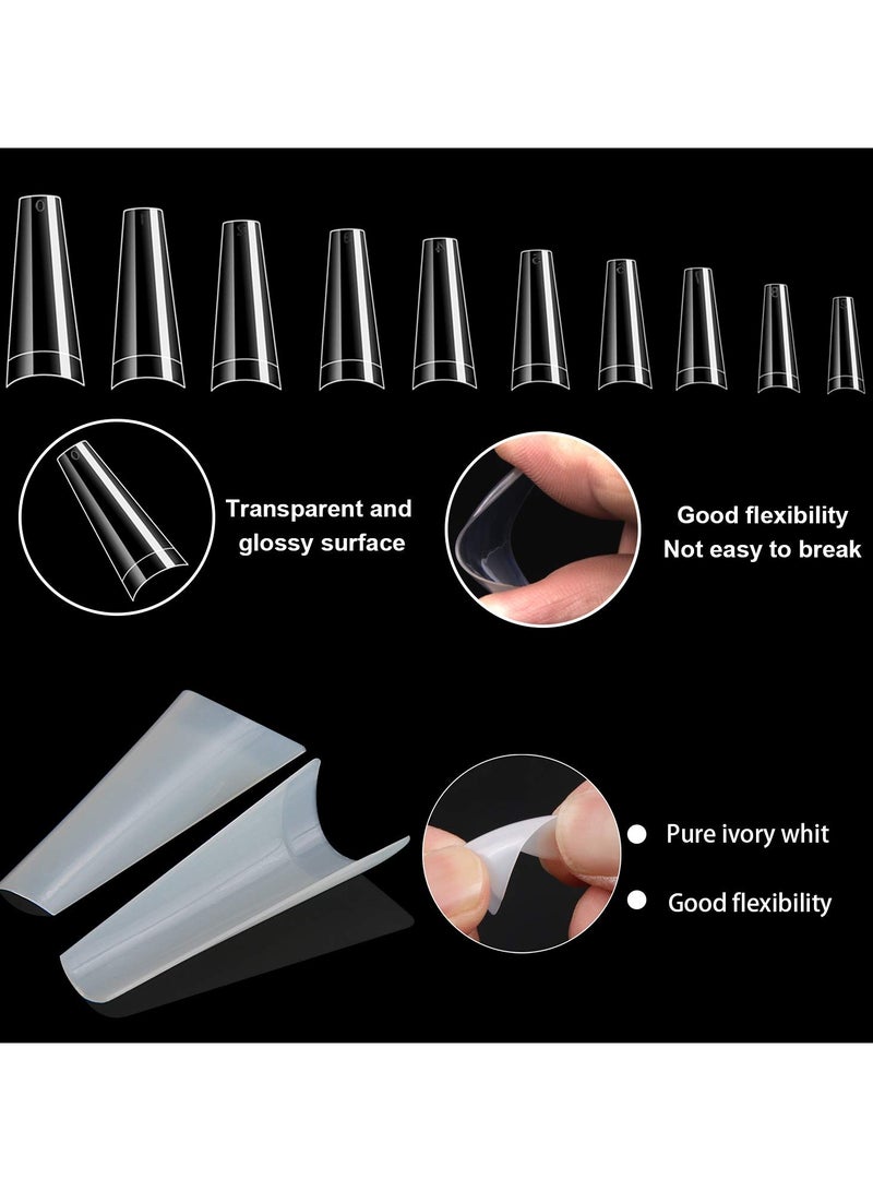 SOLARAE 1000PCS Long Stiletto Nail Tips Acrylic Nails Artificial Half False Flake 10sizes with Clear Plastic Cases for Salon Shop Diy Art Ballerina - Image 3