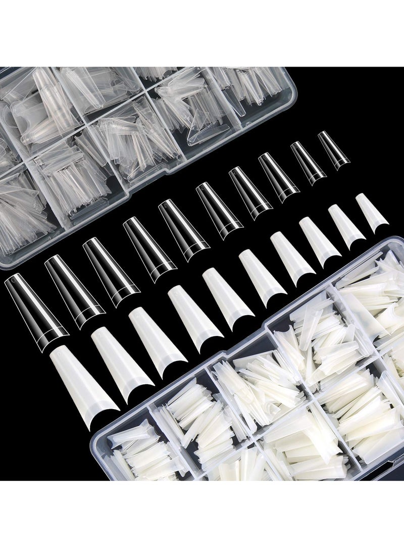 SOLARAE 1000PCS Long Stiletto Nail Tips Acrylic Nails Artificial Half False Flake 10sizes with Clear Plastic Cases for Salon Shop Diy Art Ballerina - Image 1
