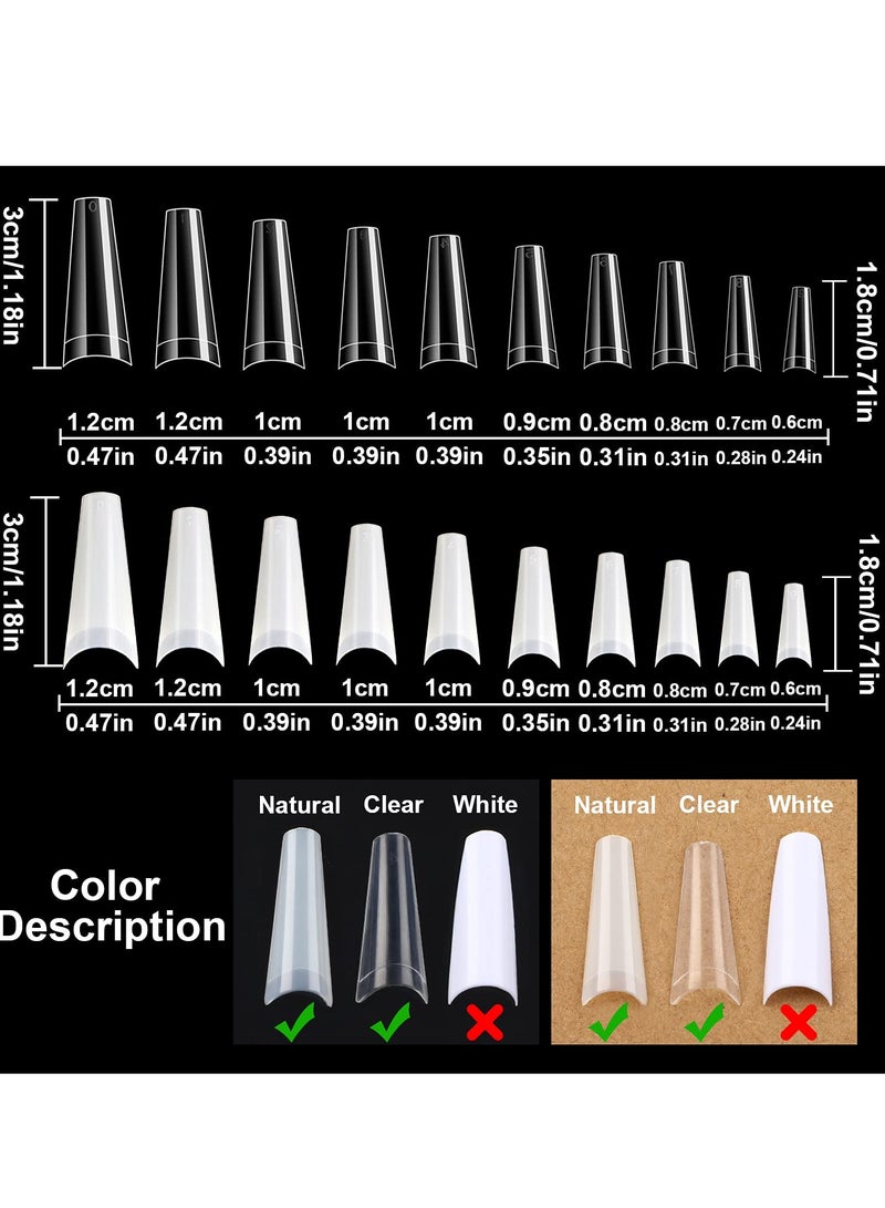 SOLARAE 1000PCS Long Stiletto Nail Tips Acrylic Nails Artificial Half False Flake 10sizes with Clear Plastic Cases for Salon Shop Diy Art Ballerina - Image 2