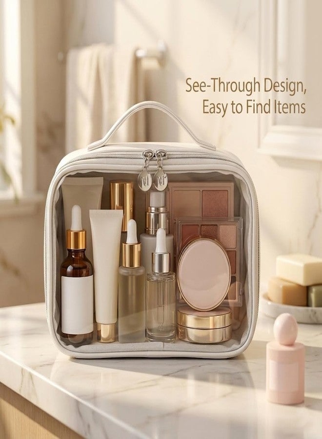 Travel Makeup Bag for Women, Clear Front Cosmetic Organizer with Handle, Toiletry Bag for Skincare, Makeup Storage and Beauty Essentials, Travel Organizer for Vacations, Business Trips and Daily Use - Image 4
