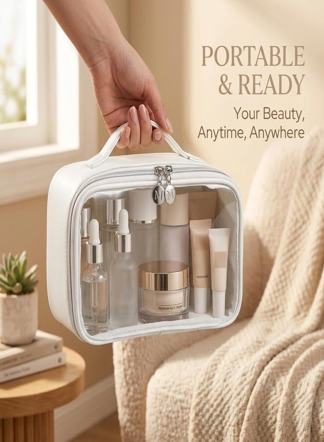 Travel Makeup Bag for Women, Clear Front Cosmetic Organizer with Handle, Toiletry Bag for Skincare, Makeup Storage and Beauty Essentials, Travel Organizer for Vacations, Business Trips and Daily Use - Image 3