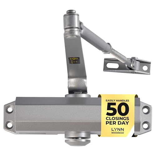 LYNN HARDWARE Light Duty Automatic Door Closer (Silver) - Highly Durable Cast Aluminum, Commercial or Home Use, Adjustable Speed Controls, 3 Mounting Options, 3 Hour Fire Rated (DC5003 Model) - Image 1