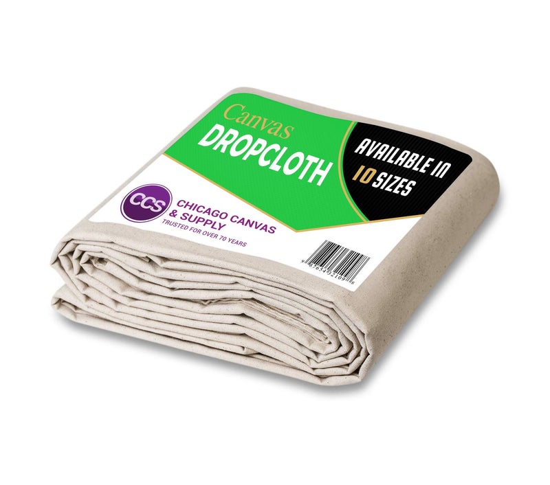 CCS CHICAGO CANVAS & SUPPLY CCS Canvas Drop Cloth for Painting Heavy Duty Cotton Duck Cloth Tarp for Curtains Tablecloths Backdrops Washable Reusable Floor Cover Dust Sheet for Furniture 12x15 Ft