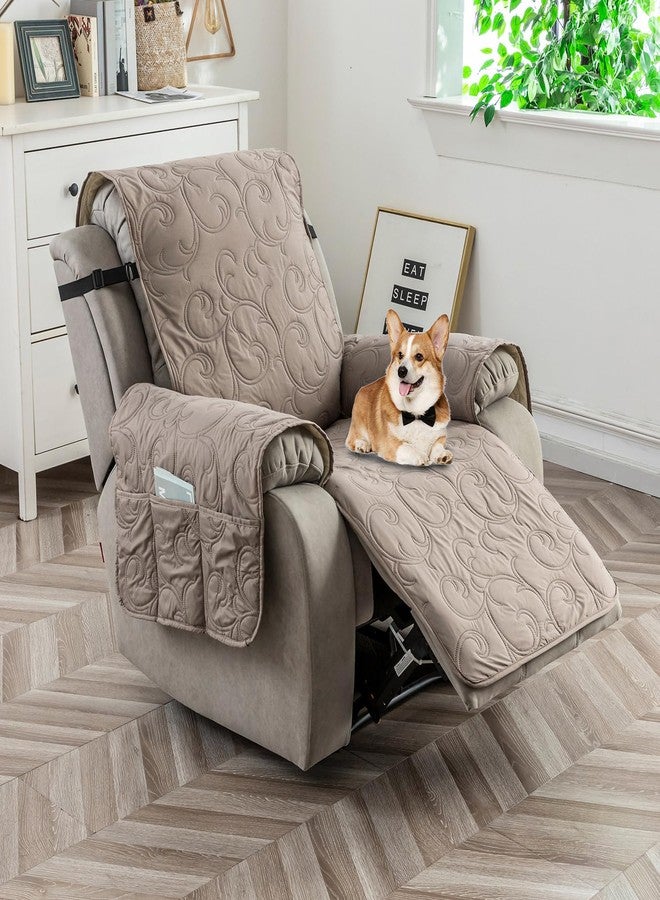 YUEANG 100% Waterproof Recliner Chair Cover, Recliner Chair Covers for Reclining Chair, Non-Slip Fabric Recliner Couch Cover for Living Room, for Pets Kids Protector, Washable (Taupe, 23.6"Recliner Chair) - Image 2
