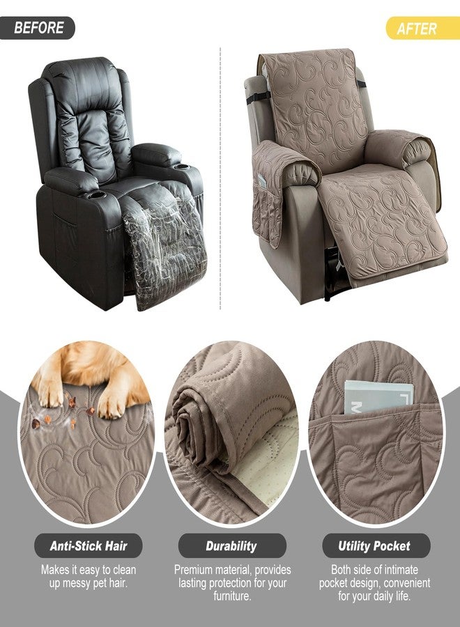 YUEANG 100% Waterproof Recliner Chair Cover, Recliner Chair Covers for Reclining Chair, Non-Slip Fabric Recliner Couch Cover for Living Room, for Pets Kids Protector, Washable (Taupe, 23.6"Recliner Chair) - Image 5