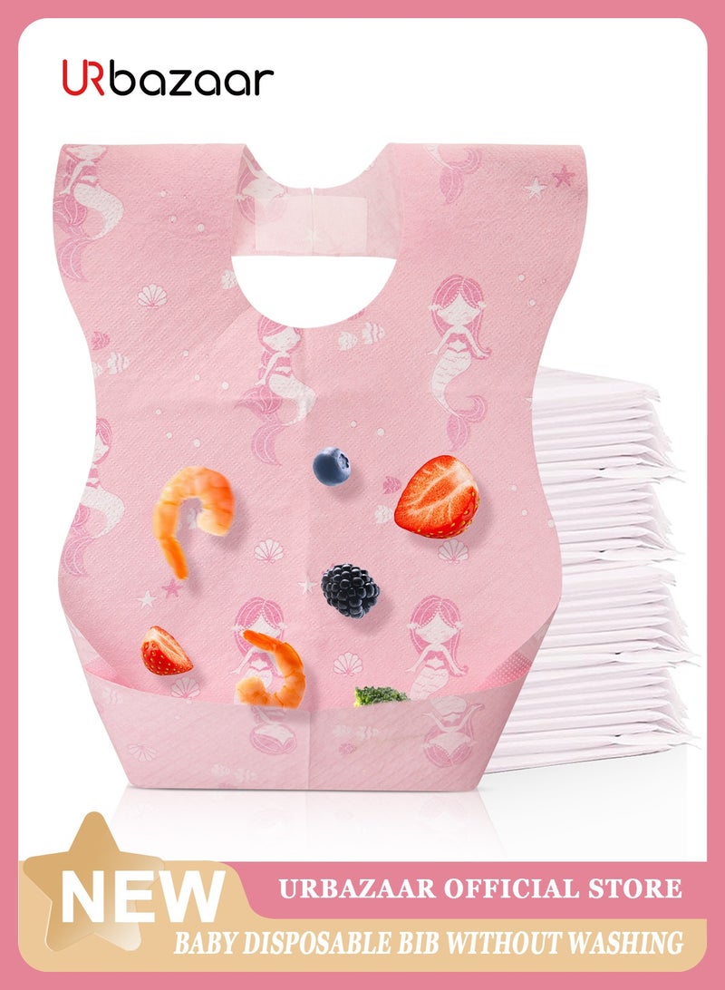 URbazaar 40-Pcs Disposable Baby Bibs for Feeding Drooling – Travel Bibs for Baby  Absorbent + Leakproof Disposable Bibs Baby - Image 1