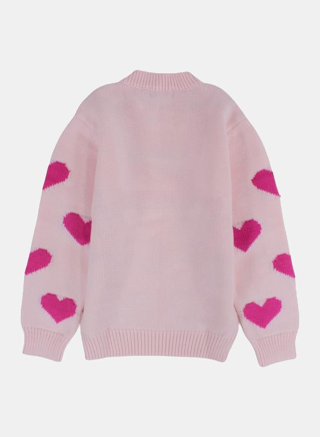 Pompelo Girls Wool Pullover – Hearts Design - Image 2