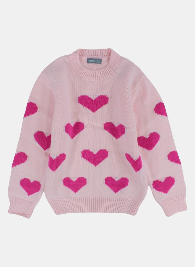 Pompelo Girls Wool Pullover – Hearts Design - Image 1