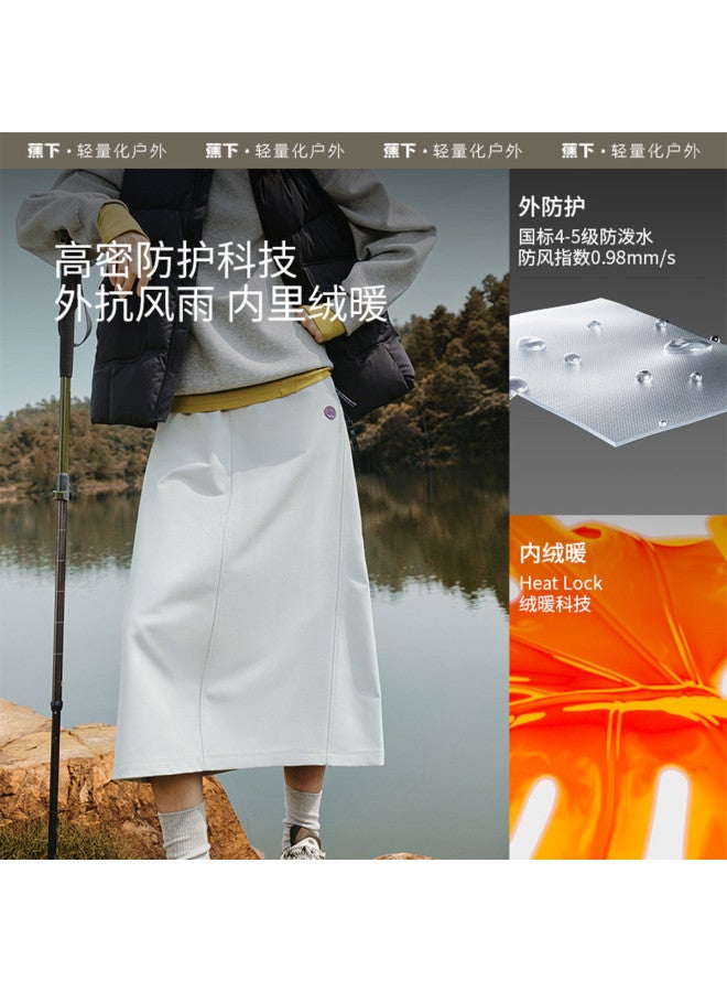Beneunder Windproof And Light Rain Resistant Women'S A-Line Skirt For Spring And Autumn Outdoor Wear, Winter Fleece Warm Work Skirt, Cold-Proof Midi Skirt - Image 3
