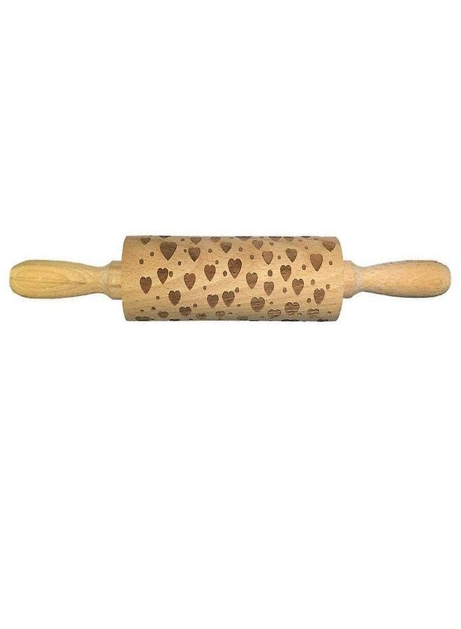 Lavnik Baking Embossing Rolling Pin, Heart Design, Dough Roller, for Baking Cookie Fondant Pastry Clay Dough, Wooden Rolling Pin, Hearts Pattern, Cookies Decorating Wooden Rolling pin - Image 1