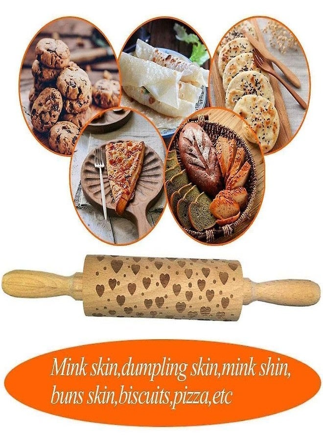 Lavnik Baking Embossing Rolling Pin, Heart Design, Dough Roller, for Baking Cookie Fondant Pastry Clay Dough, Wooden Rolling Pin, Hearts Pattern, Cookies Decorating Wooden Rolling pin - Image 4