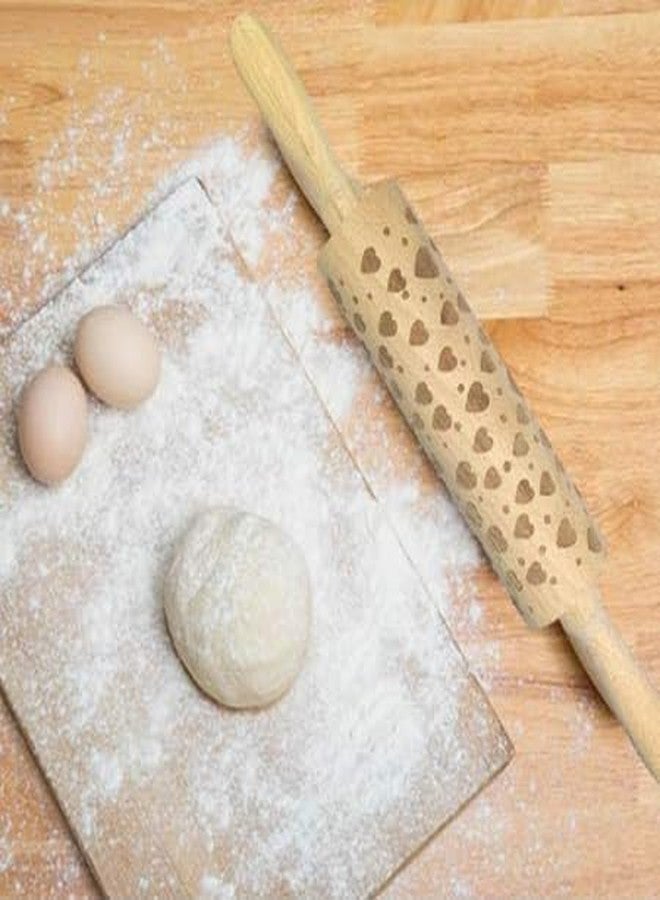 Lavnik Baking Embossing Rolling Pin, Heart Design, Dough Roller, for Baking Cookie Fondant Pastry Clay Dough, Wooden Rolling Pin, Hearts Pattern, Cookies Decorating Wooden Rolling pin - Image 3