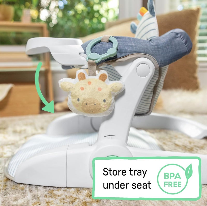 - Prop Spot Learn-to-Sit Floor Seat for Baby, Removable Tray, 2 Linkable Toys, Tummy Time Mat, Unisex, for Ages 4-12 Months - Casi - Image 5