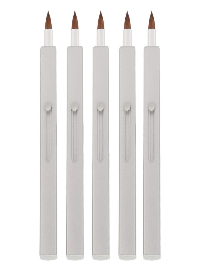 5Pcs Lip Brush Retractable Portable Multipurpose Single Ended Nylon Lip Makeup Brush Grey Shell - Image 3