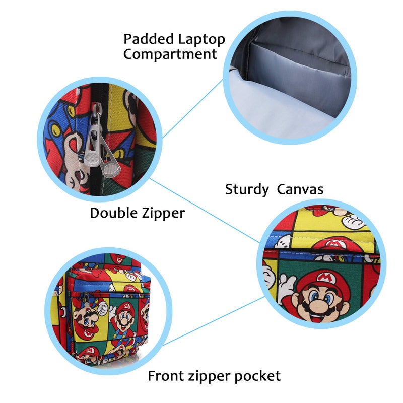 Finex Mario Star Bros Canvas Casual Daypack With 15 In Laptop Storage Compartment - Image 5