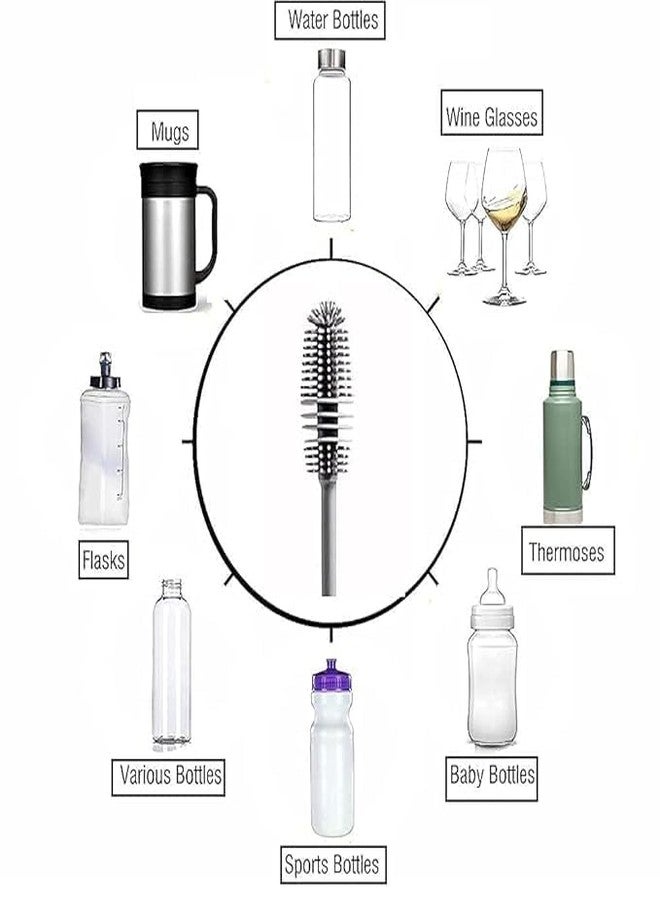 CHAMELI Bottle Cleaning Brush Silicone Long Handle, Water Bottle, Containers, Vase and Glass, Bottle Cleaner for Kitchen Accessories Kitchen Tools Item Products Gadgets - Image 5