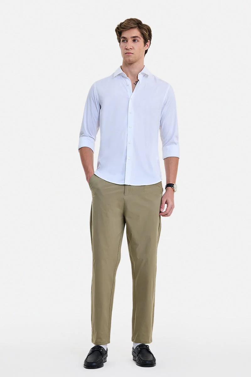 سنيتش Brown Solid Regular Fit Casual Trousers