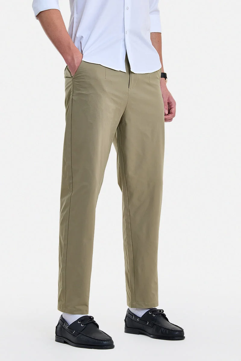 سنيتش Brown Solid Regular Fit Casual Trousers