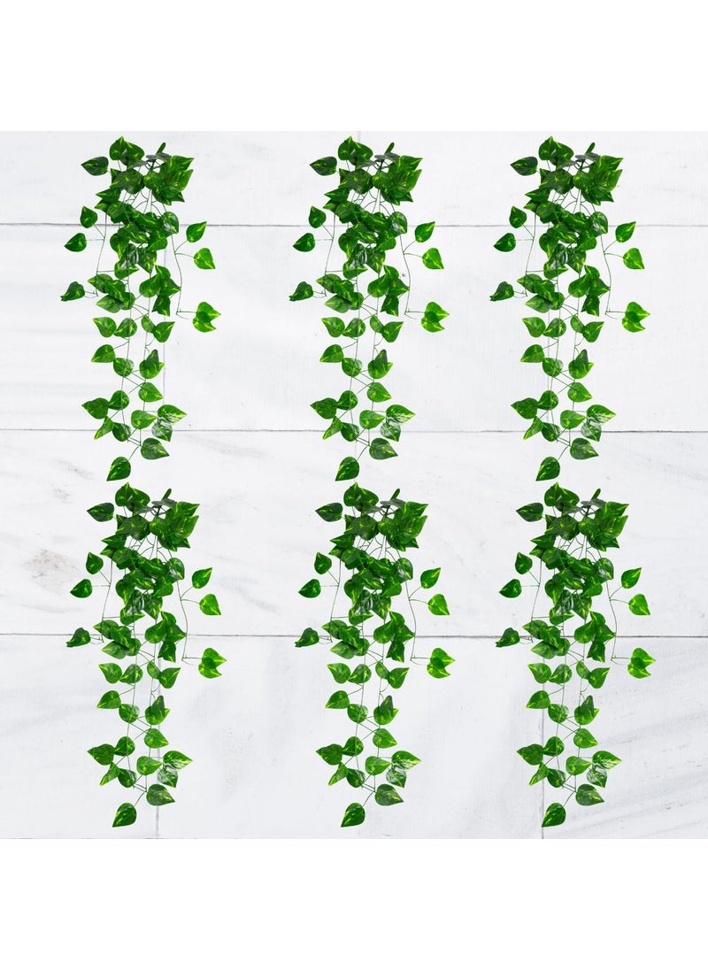 DecoreBugs DecoreBugs Artificial Plants Leaves Hanging Ivy Garlands Plant Greenery Vine Creeper Home Decor Door Wall Balcony Decoration Party Festival Craft Pack of 6  - Image 1