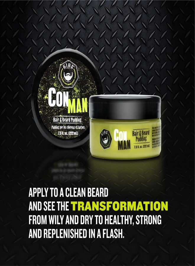 GIBS Con Man Hair & Beard Pudding - Leave-In Conditioner, Curl Definer,Green 7.5 Fl oz - Image 4