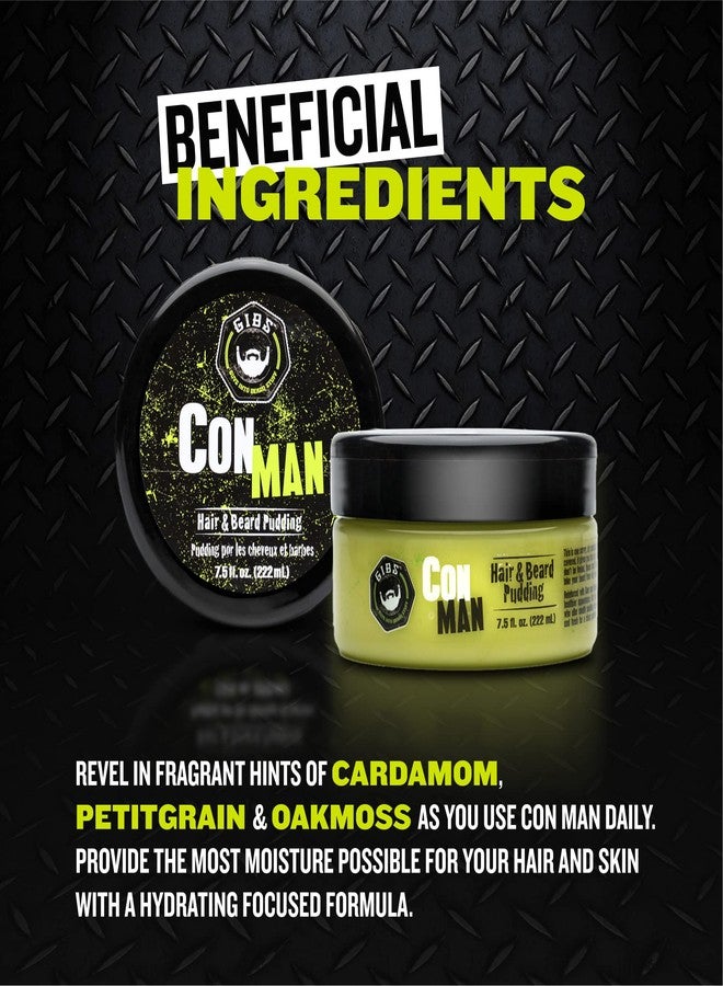 GIBS Con Man Hair & Beard Pudding - Leave-In Conditioner, Curl Definer,Green 7.5 Fl oz - Image 2