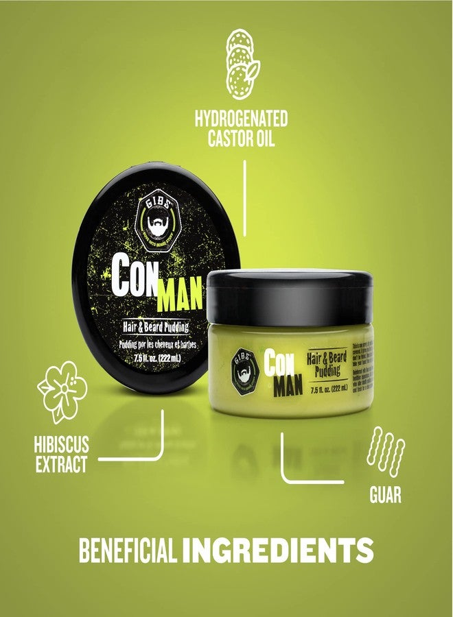 GIBS Con Man Hair & Beard Pudding - Leave-In Conditioner, Curl Definer,Green 7.5 Fl oz - Image 5