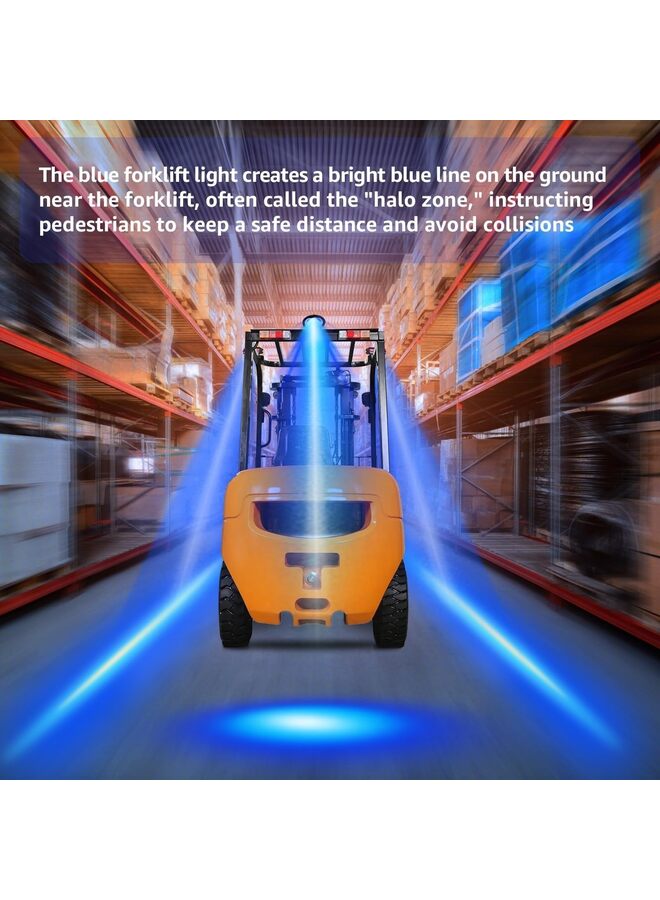 Generic LED Forklift Safe Light - 2Pack Straight Side Zone Warehouse Pedestrian Light 30W (158 * 42mm) (Color: Blue)  - Image 2