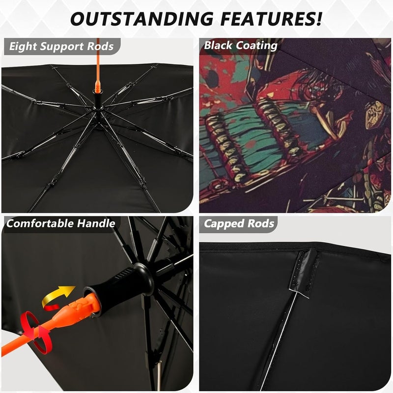 Windshield Sun Shade Umbrella Samurai Closeup Green – Fashion Design, Protect Car from Sun & Heat Damage, Easy Store, Universal Fit 55” x 27.5” - Image 4