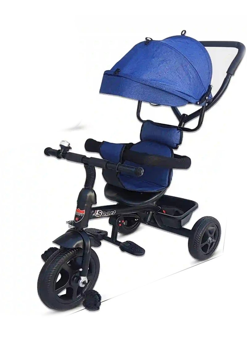 Toddler Push Tricycle with Parent Handle & Canopy - Convertible 3 Wheel Stroller Bike for Kids - Adjustable Seat & Footrest - Image 1
