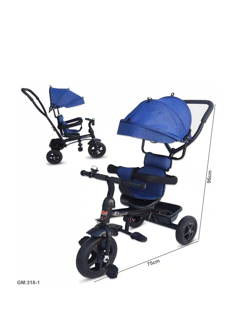 Toddler Push Tricycle with Parent Handle & Canopy - Convertible 3 Wheel Stroller Bike for Kids - Adjustable Seat & Footrest - Image 2