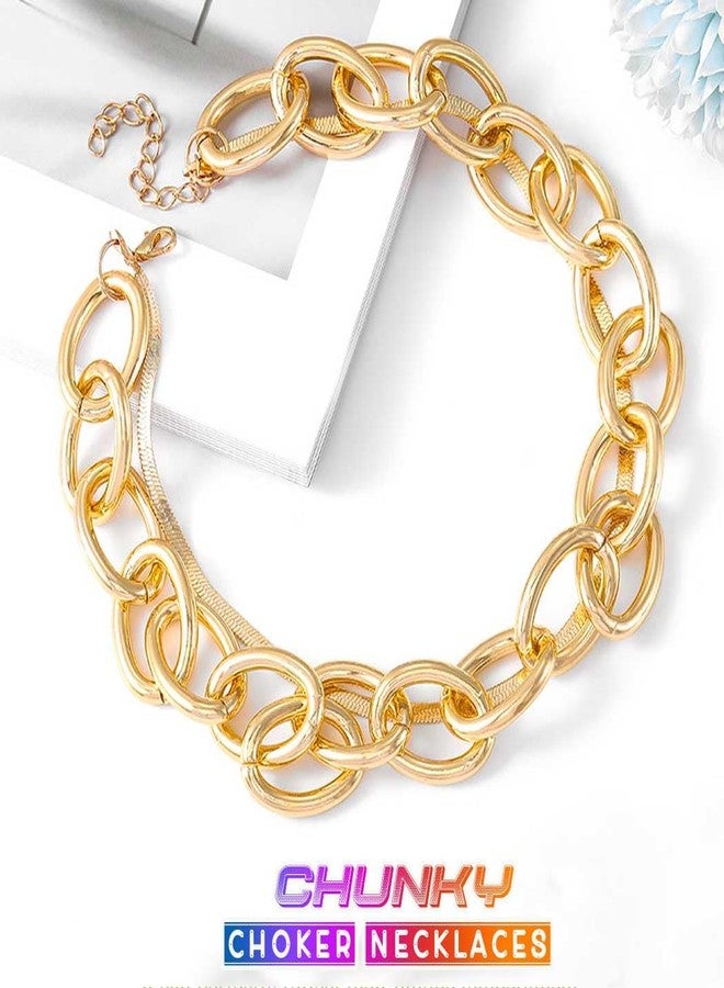 CLOACE Layered Choker Necklaces Gold Cuban Link Chain Necklace Snake Link Jewelry Jewelry Adjustable for Women and Girls (Snake Chain) - Image 2