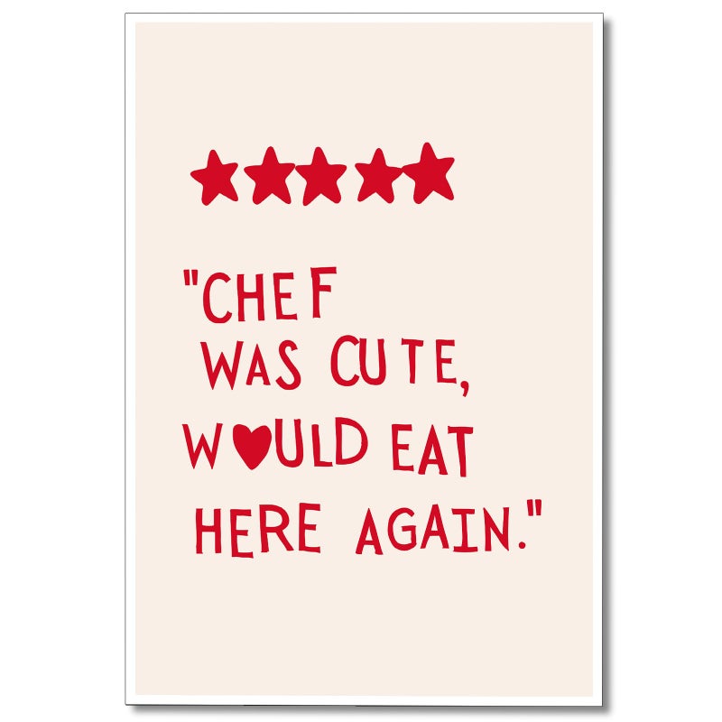 HOME TROVE  Cute Kitchen Canvas Wall Art, Minimalist Heart Stars Aesthetic Poster, Funny Red Kitchen Quotes Decor Chef Was Cute Print, Chef Signs Decoration Trendy Cooking Art 12x16in Unframed - Image 2