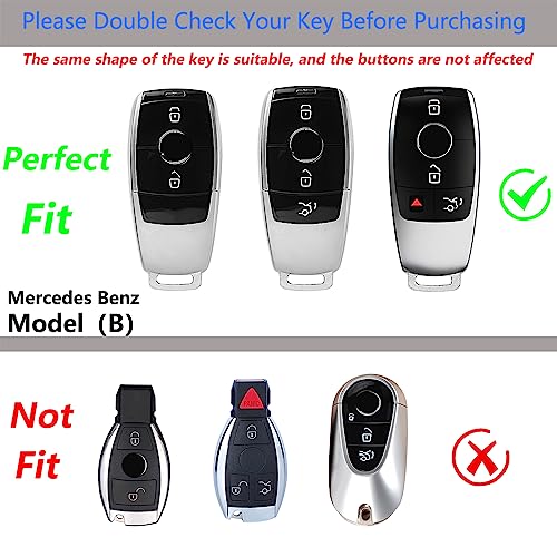 SLAKNOK for Mercedes Benz Key Fob Cover with Keychain,Zinc Alloy Protection Key Case Compatible with 2019-2021 A-Class C-Class G-Class 2017-2022 E-Class 2018-2021 S-Class Key shell Accessories - Image 2