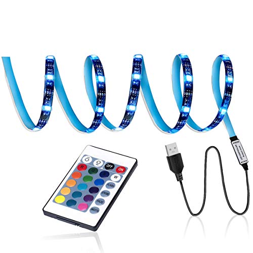 SMY Lighting LED TV BacklightSMY USB LED Strip LightRGB MultiColour LED Light Strip Kit Waterproof IP65 60LED with Wireless Remote Controller for TVPCLaptop Bias Lighting 656Ft - Image 1