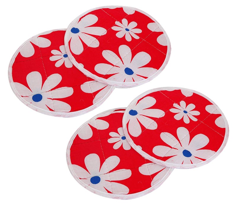 Kuber Industries Kuber Industries Cotton 4 Pieces Roti CoverChapati CoverRoti Rumals Red 2 Piece Top 2 Piece BottomCTKTC032556  - Image 1