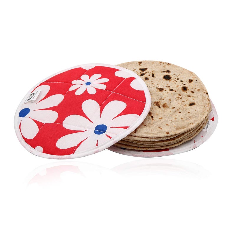 Kuber Industries Kuber Industries Cotton 4 Pieces Roti CoverChapati CoverRoti Rumals Red 2 Piece Top 2 Piece BottomCTKTC032556  - Image 2