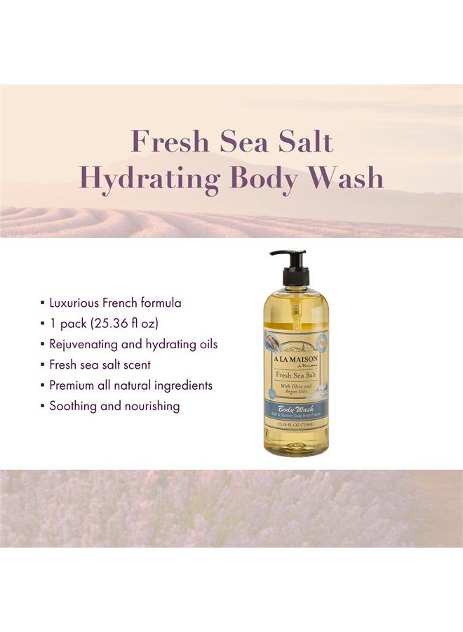 A La Maison Fresh Sea Salt Hydrating Body Wash - Triple French Milled Natural Shower Gel Body Wash for Women and Men (25.36 oz Bottle) - Image 2